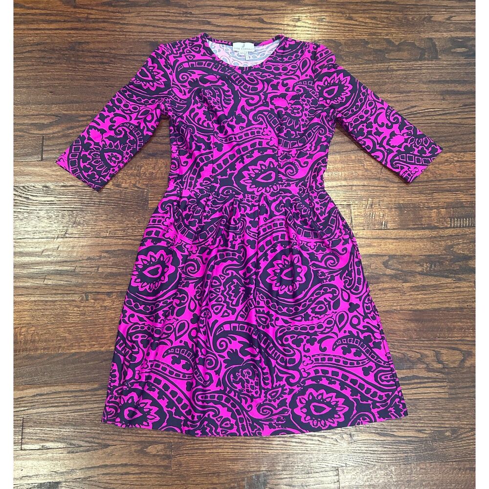 Jude Connally women's purple 3/4 sleeve paisley dress size XS